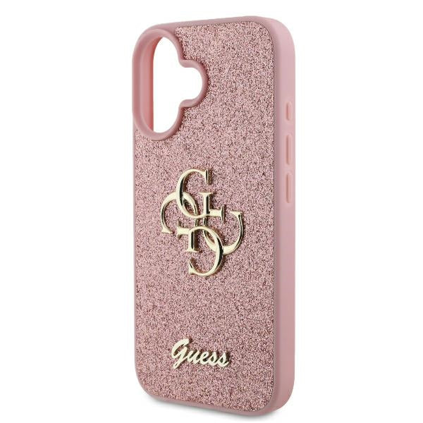 Custodia per Apple iPhone 16, Guess, Fixed Glitter Big 4G, Rosa