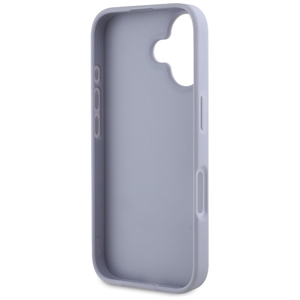 Custodia per Apple iPhone 16, Guess, Hot Stamp 4G Pattern Triangle Logo, Viola Chiaro.