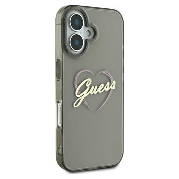 Custodia per Apple iPhone 16, Guess, IML Heart, Nera