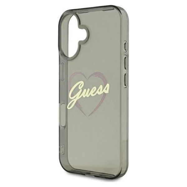 Custodia per Apple iPhone 16, Guess, IML Heart, Nera