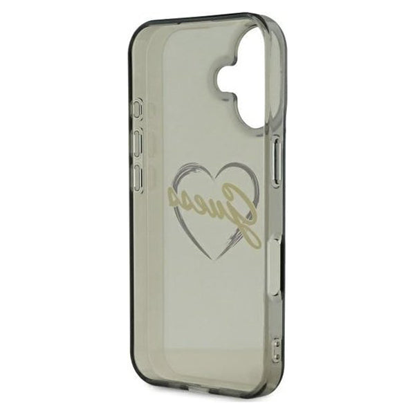 Custodia per Apple iPhone 16, Guess, IML Heart, Nera