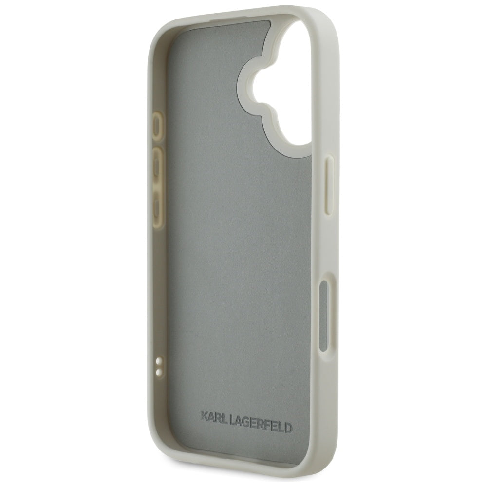 Custodia per Apple iPhone 16, Karl Lagerfeld, 3D Rubber Karl & Choupette, Beige