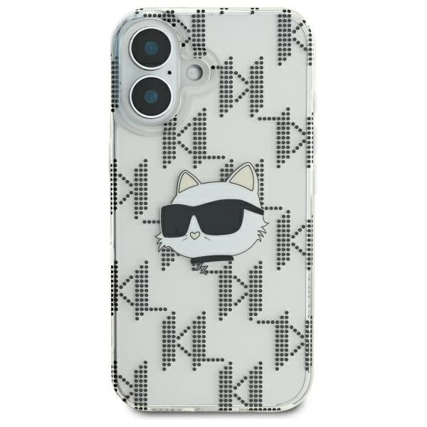 Custodia per Apple iPhone 16, Karl Lagerfeld, IML Luxury Electroplated Choupette's Head, Trasparente