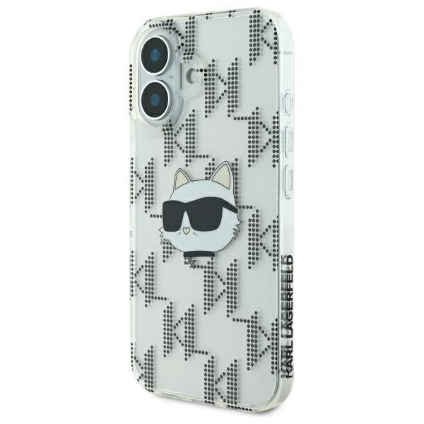 Custodia per Apple iPhone 16, Karl Lagerfeld, IML Luxury Electroplated Choupette's Head, Trasparente