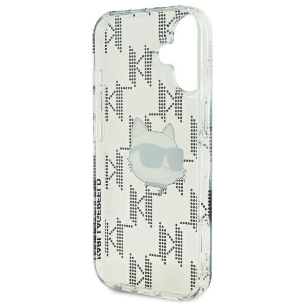 Custodia per Apple iPhone 16, Karl Lagerfeld, IML Luxury Electroplated Choupette's Head, Trasparente