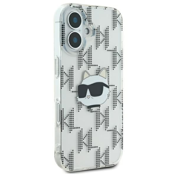 Custodia per Apple iPhone 16, Karl Lagerfeld, IML Luxury Electroplated Choupette's Head, Trasparente