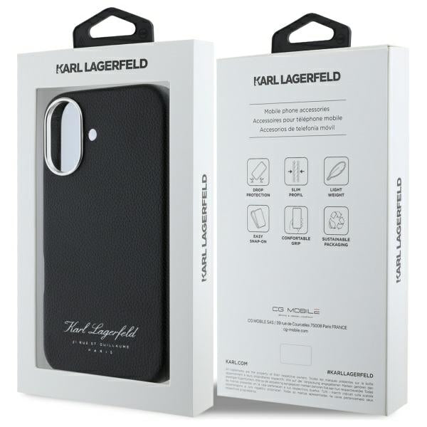 Custodia per Apple iPhone 16, Karl Lagerfeld, RSG, Nera
