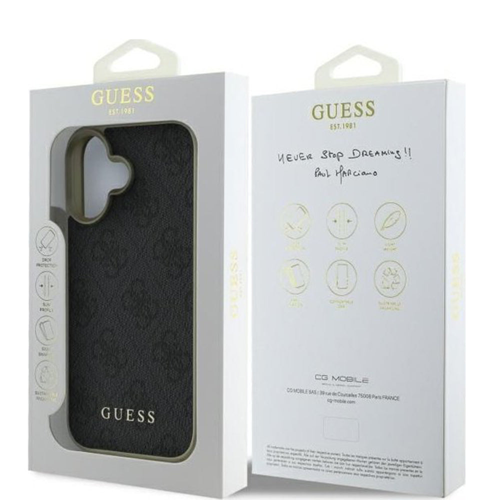 Custodia per Apple iPhone 16 Plus, Guess, 4G Charm, Nera