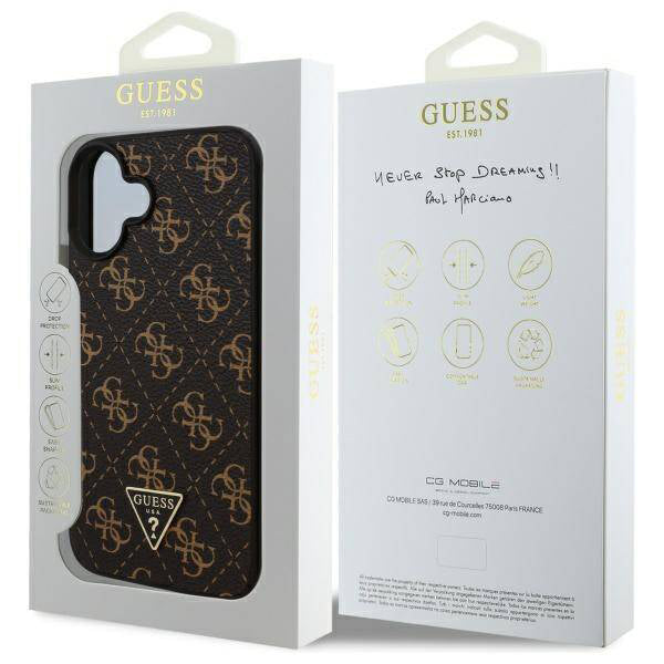 Custodia per Apple iPhone 16 Plus, Guess, 4G Triangle Logo, Nera
