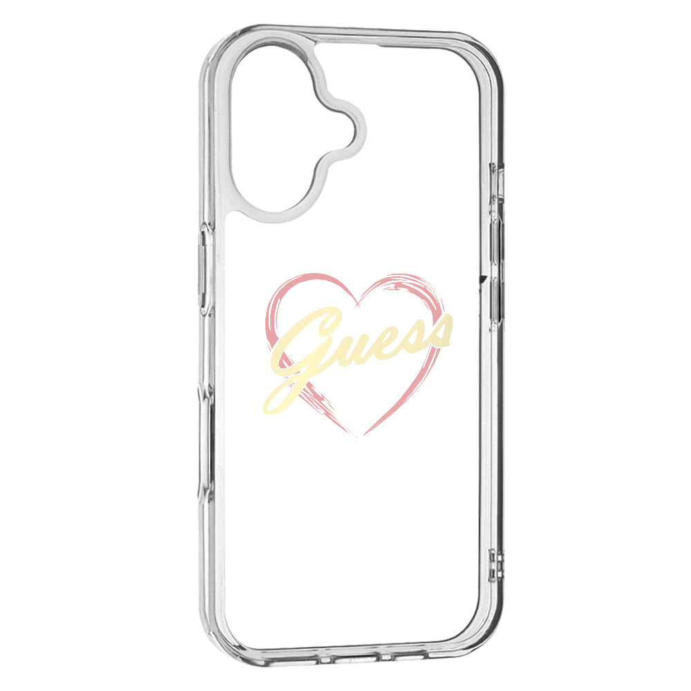 Custodia per Apple iPhone 16 Plus, Guess, IML Heart, Trasparente