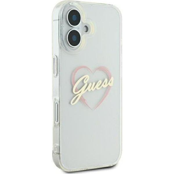 Custodia per Apple iPhone 16 Plus, Guess, IML Heart, Trasparente