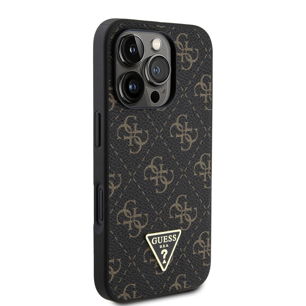 Custodia per Apple iPhone 16 Pro, Guess, 4G Triangle Logo, Bianca