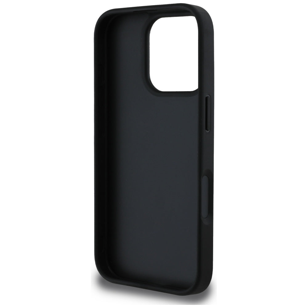 Custodia per Apple iPhone 16 Pro, Guess, Grained Big 4G Logo Small Classic Logo, Nera
