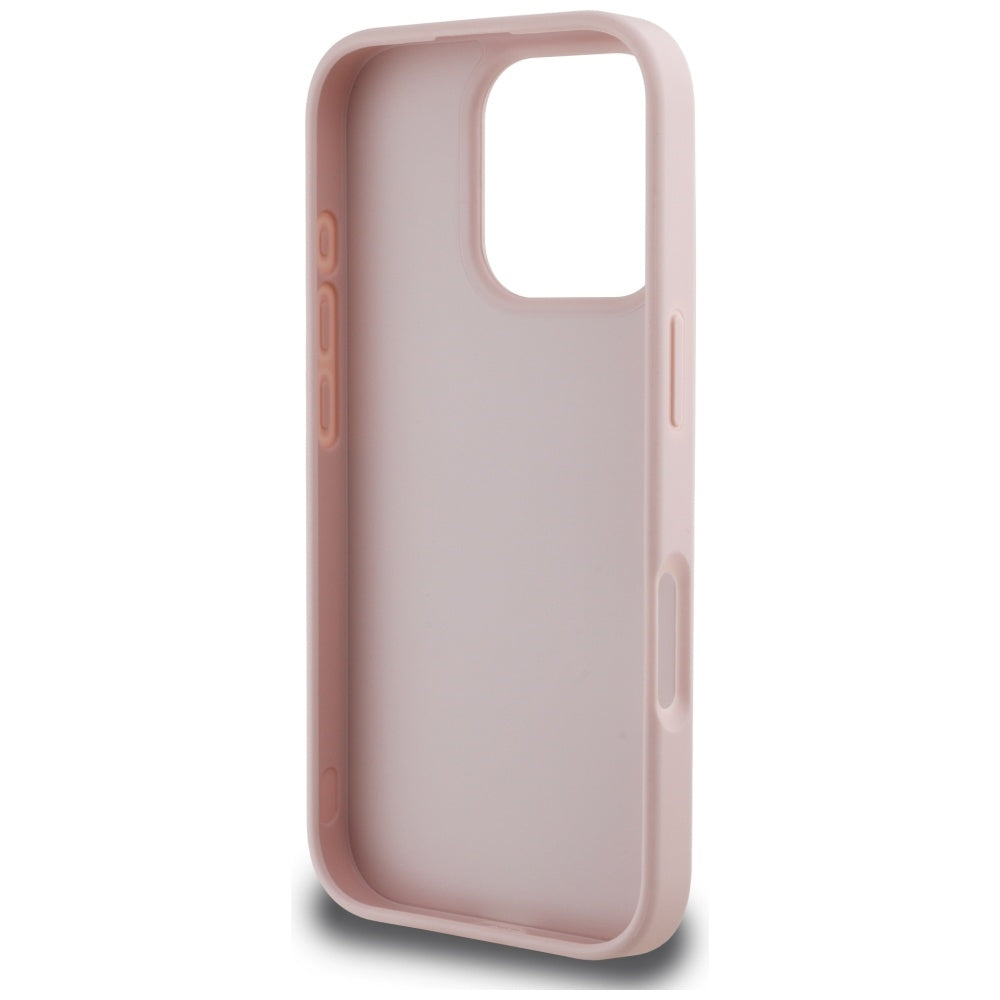 Custodia per Apple iPhone 16 Pro, Guess, Grained Big 4G Logo Small Classic Logo, Rosa