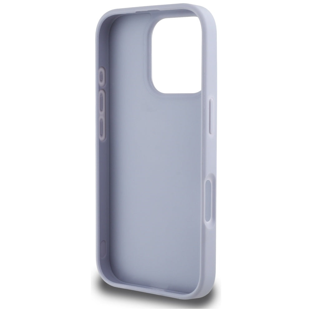 Custodia per Apple iPhone 16 Pro, Guess, Hot Stamp 4G Pattern Triangle Logo, Viola Chiaro.