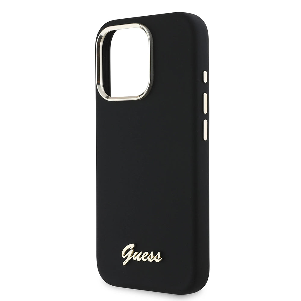 Custodia per Apple iPhone 16 Pro, Guess, Script Metal Logo & Frame, Nera