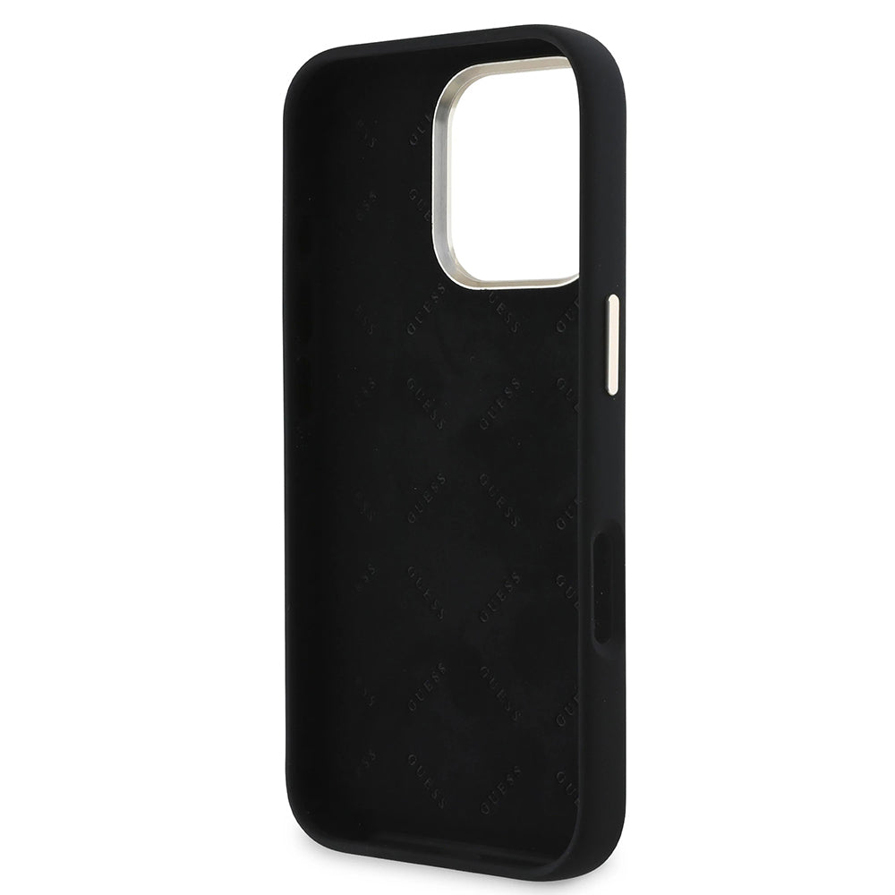 Custodia per Apple iPhone 16 Pro, Guess, Script Metal Logo & Frame, Nera