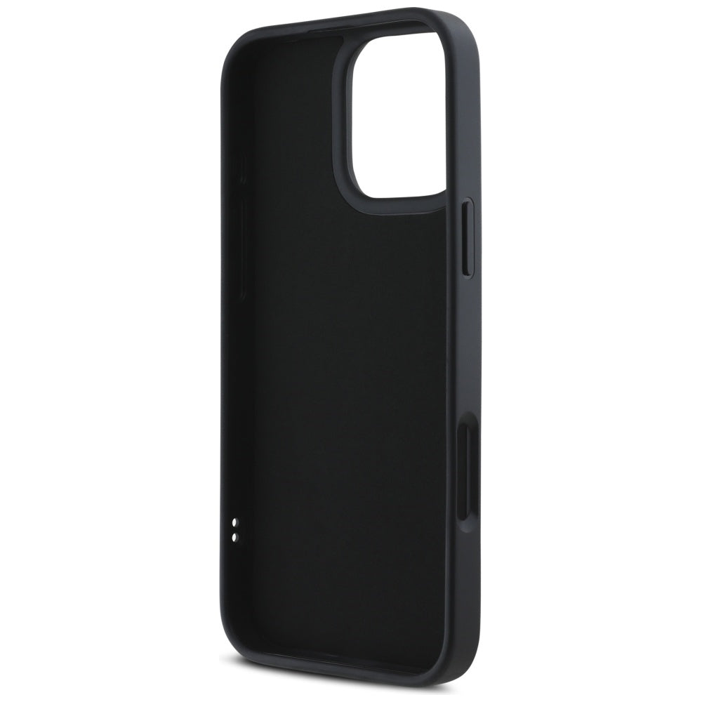 Custodia per Apple iPhone 16 Pro, Karl Lagerfeld, 3D Rubber Elongated Glitter Logo, Nera