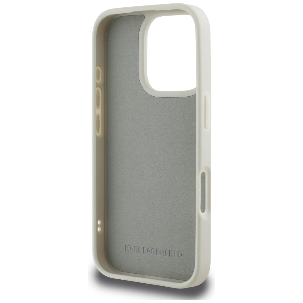Custodia per Apple iPhone 16 Pro, Karl Lagerfeld, 3D Rubber Karl & Choupette, Beige