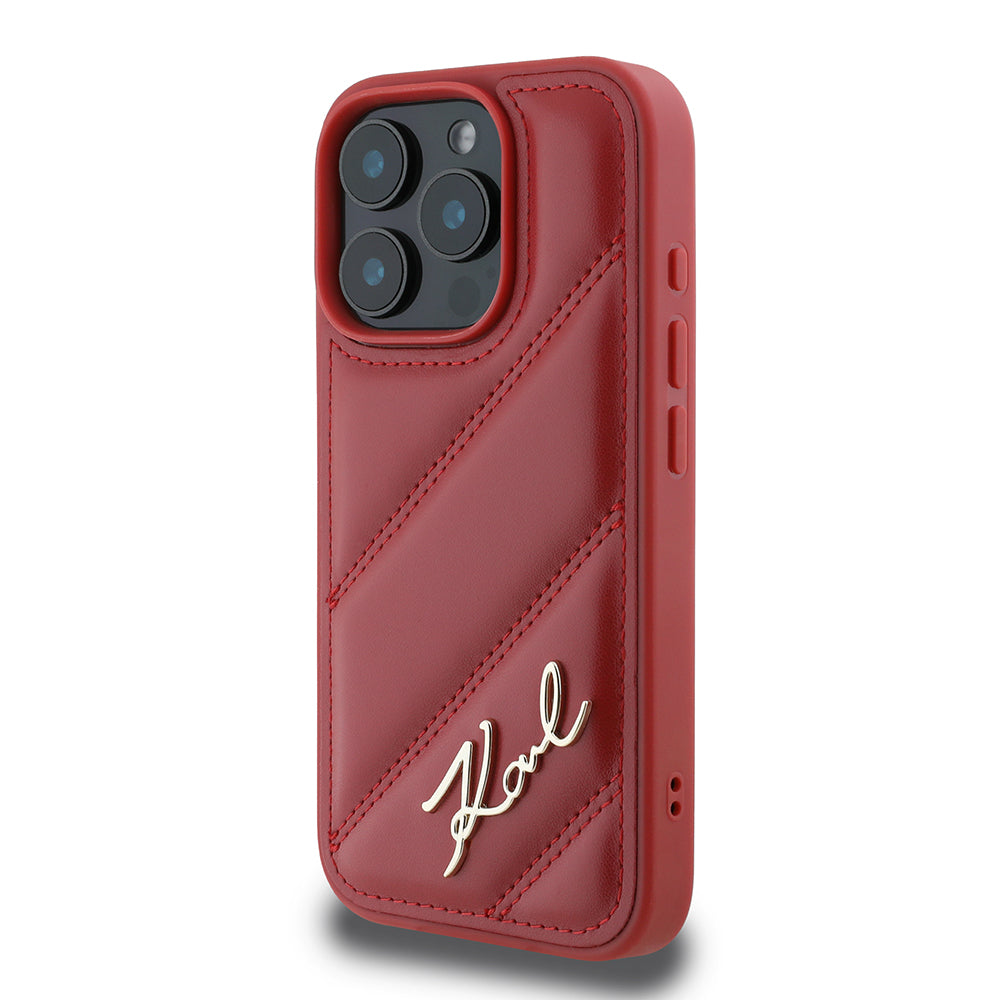 Custodia per Apple iPhone 16 Pro, Karl Lagerfeld, Diagonal Quilted Script, Rosie