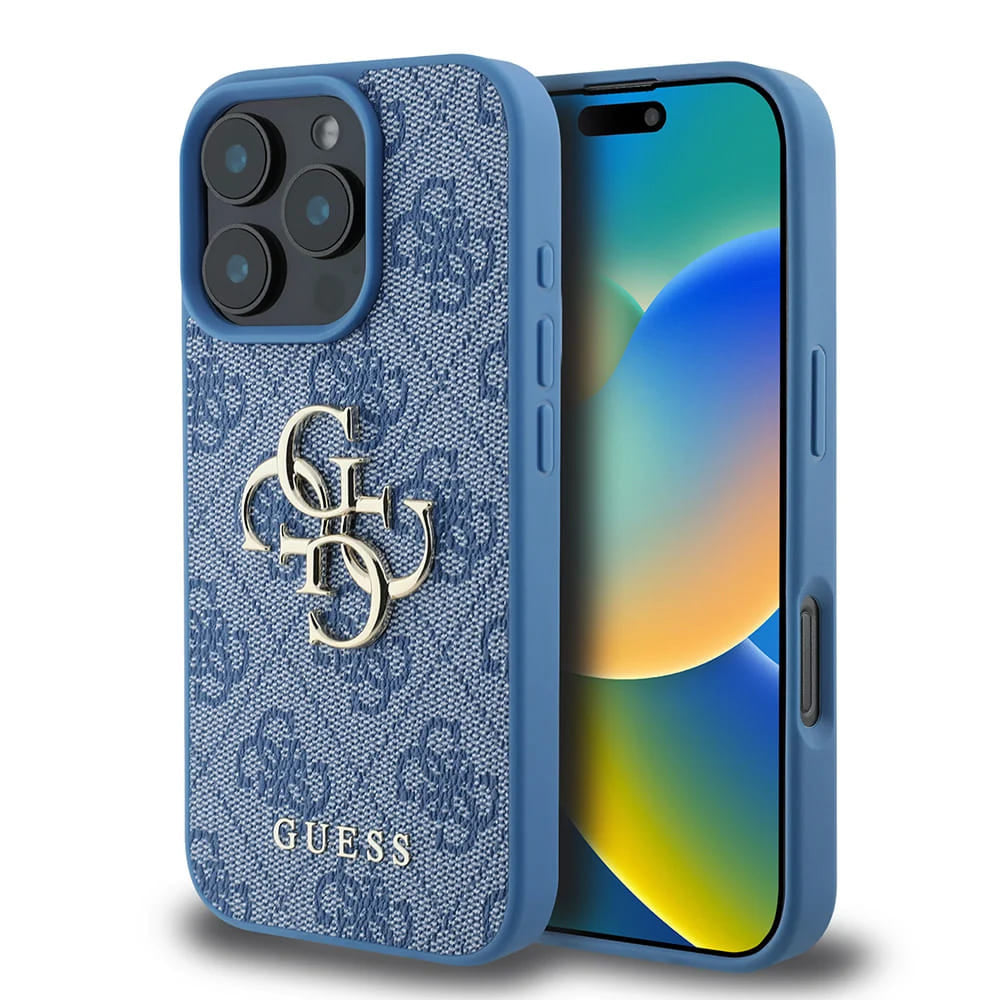 Custodia per Apple iPhone 16 Pro Max, Guess, 4G Big Logo, Blu