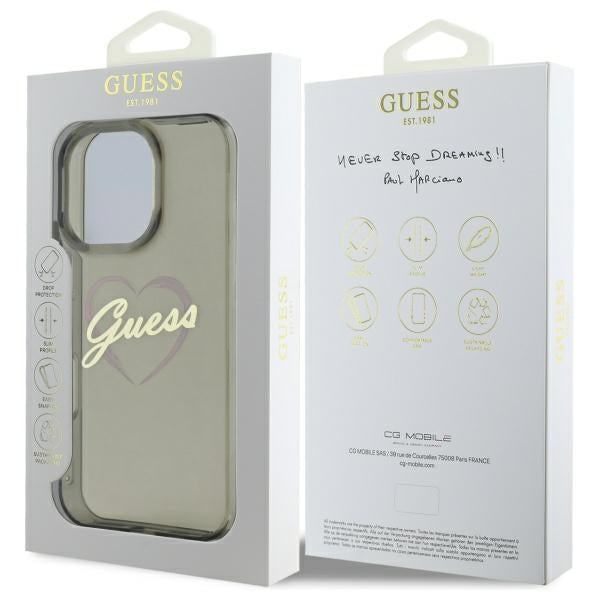 Custodia per Apple iPhone 16 Pro Max, Guess, IML Heart, Nera