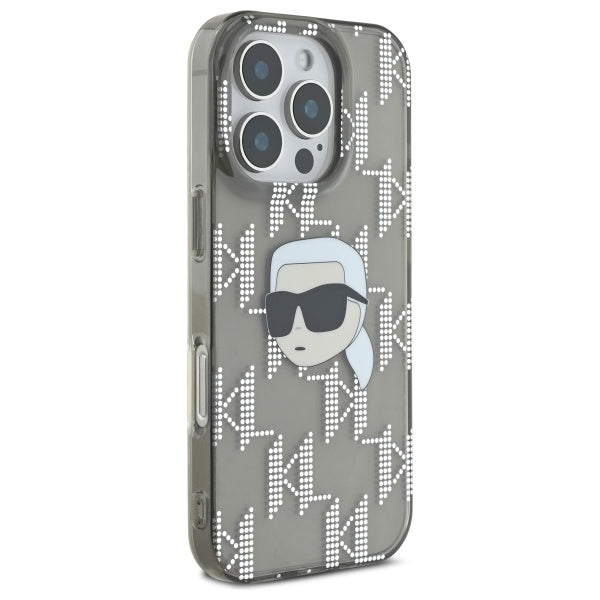 Custodia per Apple iPhone 16 Pro Max, Karl Lagerfeld, IML Luxury Electroplated Karl's Head, Nera