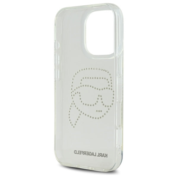 Custodia per Apple iPhone 16 Pro Max, Karl Lagerfeld, IML Rhinestones Karl's Head, Trasparente