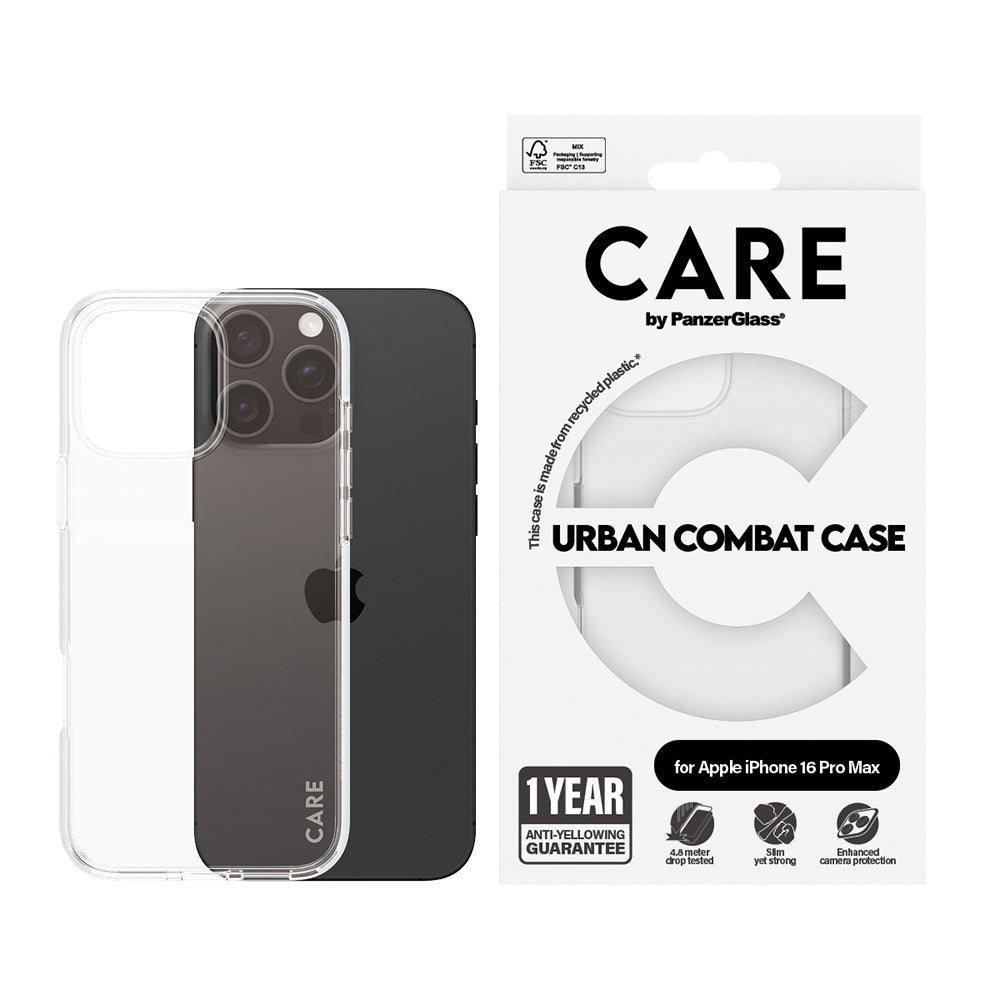 Custodia per Apple iPhone 16 Pro Max, PanzerGlass, Care Urban Combat, Trasparente