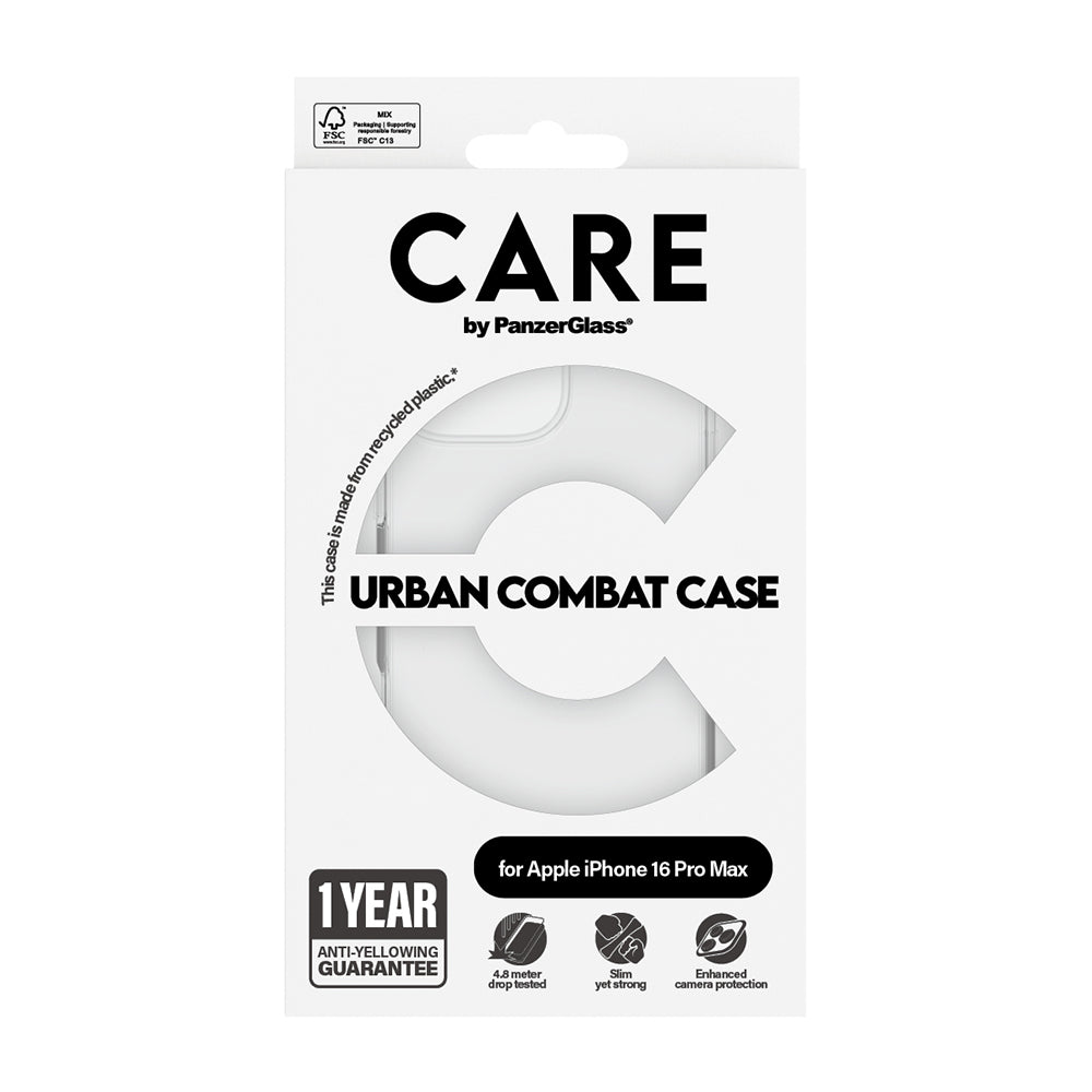 Custodia per Apple iPhone 16 Pro Max, PanzerGlass, Care Urban Combat, Trasparente