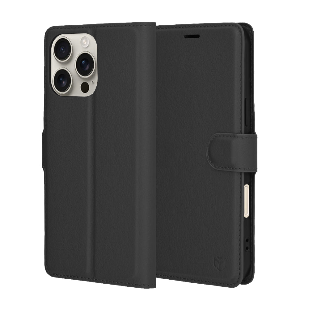 Custodia per Apple iPhone 16 Pro Max, Techsuit, Leather Folio, Nera
