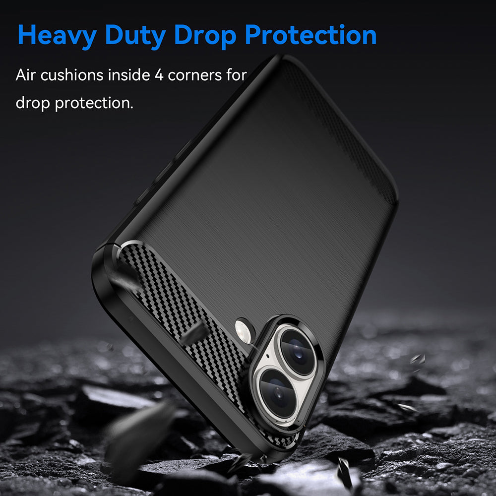Custodia per Apple iPhone 16, Techsuit, Carbonio, Nera