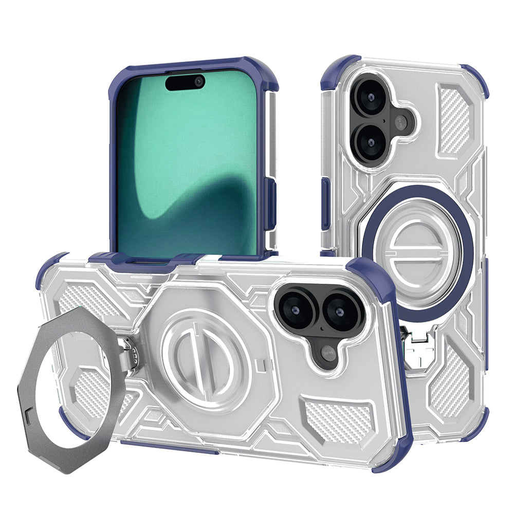 Custodia per Apple iPhone 16, Techsuit, Carbon Shield Pro, Blu
