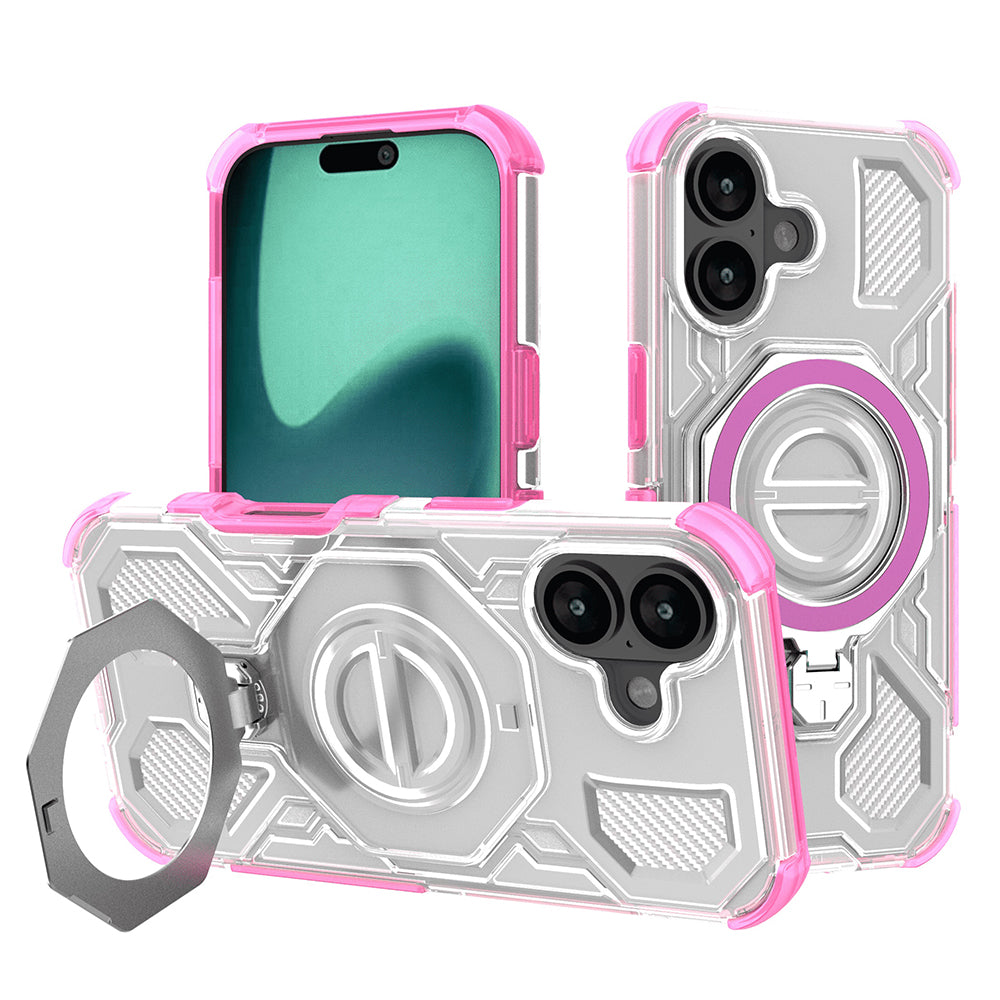 Custodia per Apple iPhone 16, Techsuit, Carbon Shield Pro, Rosa