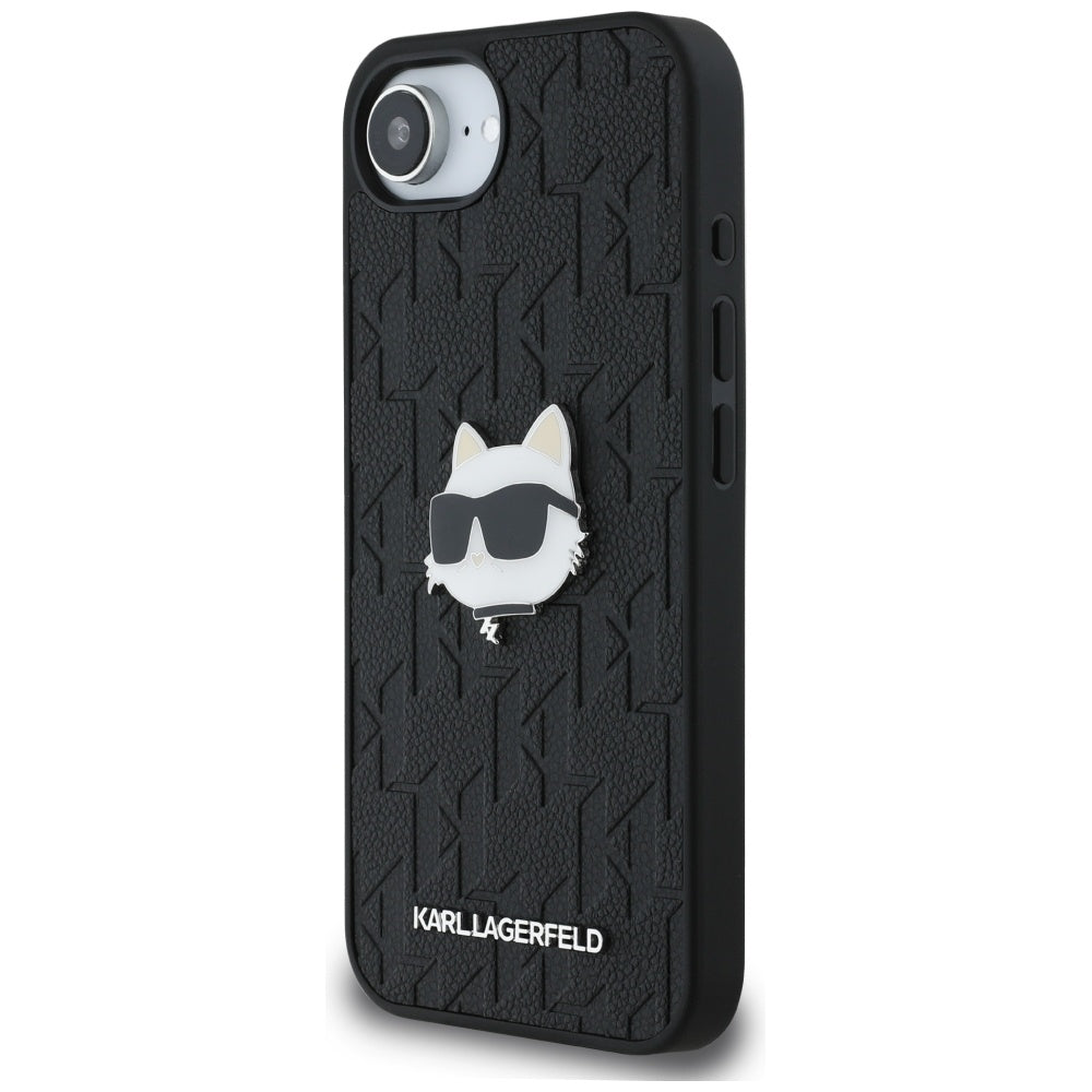 Case for Apple iPhone 17e / 16e, Karl Lagerfeld, Monogram Choupette's Head, Black