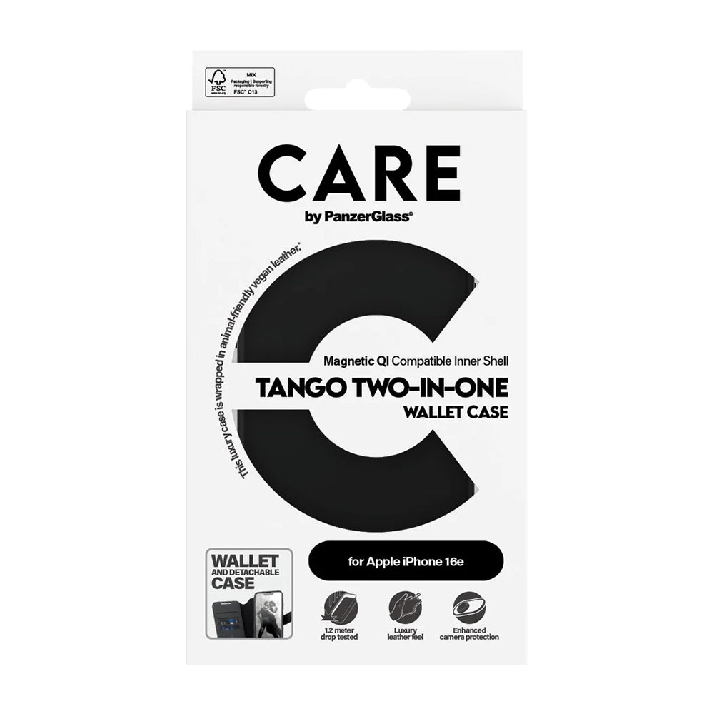 Case for Apple iPhone 17e / 16e, PanzerGlass, Care Feature Tango Two-in-One, Black