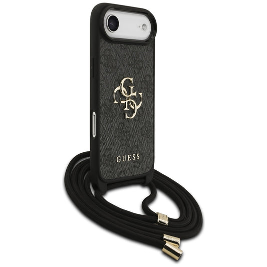 Custodia per Apple iPhone 17 Air, Guess, Crossbody Cord 4G Big Log, Nera