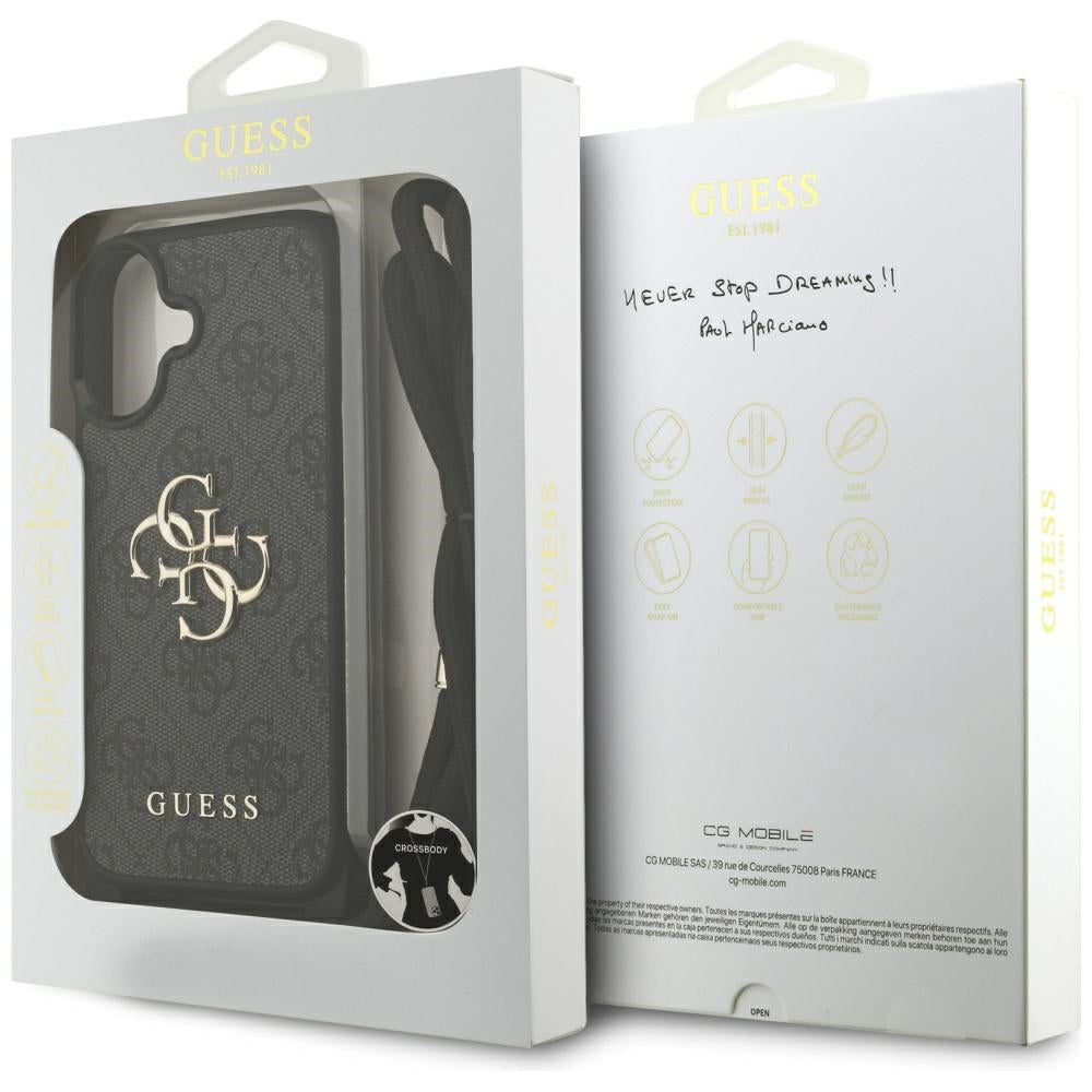 Custodia per Apple iPhone 17, Guess, 4G CBDY Big Logo con Cinturino, Nera