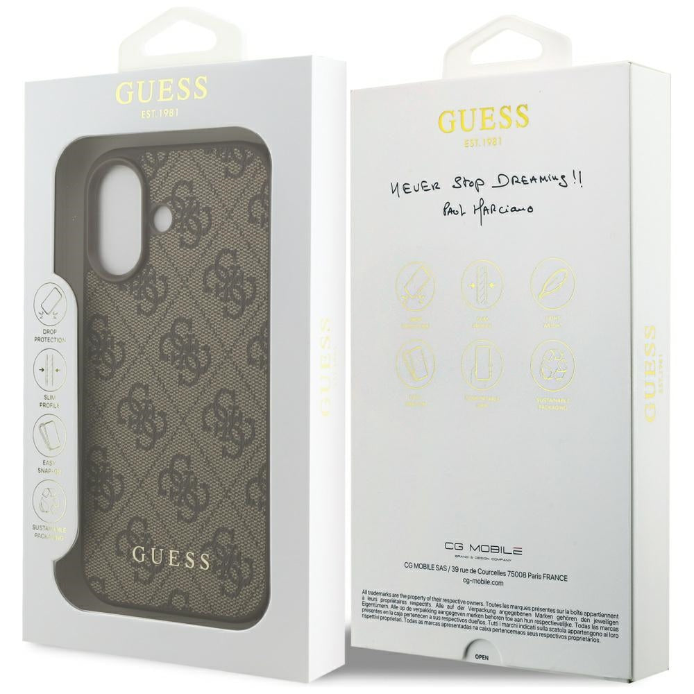 Custodia per Apple iPhone 17, Guess, 4G Classic, Marrone