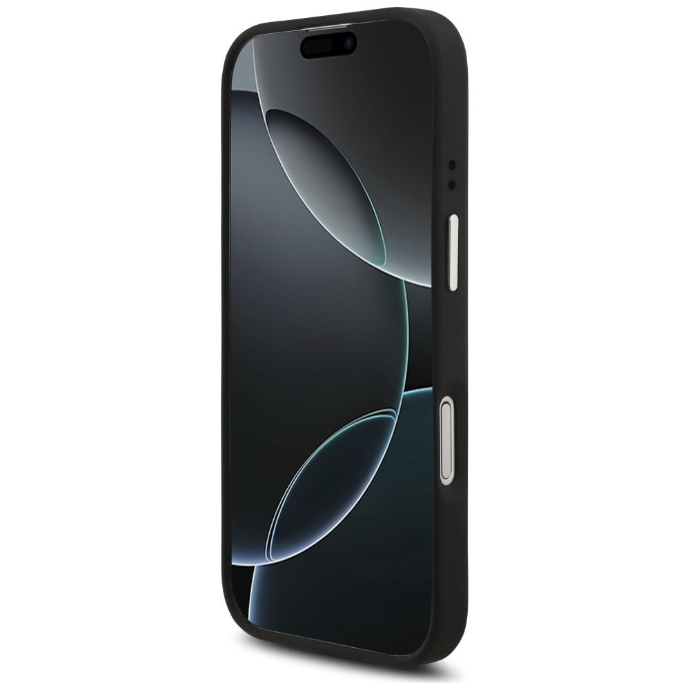 Custodia per Apple iPhone 17, Guess, 4G Grained Big and Classic Logo, Nera Argentata