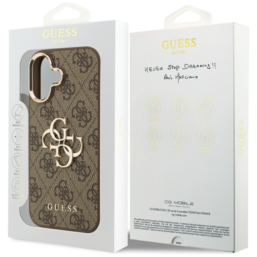 Custodia per Apple iPhone 17, Guess, Big 4G Logo Classic, Marrone Dorato