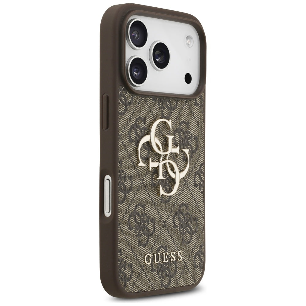 Custodia per Apple iPhone 17 Pro, Guess, 4G Classic Logo con Cinturino di Perle, Marrone