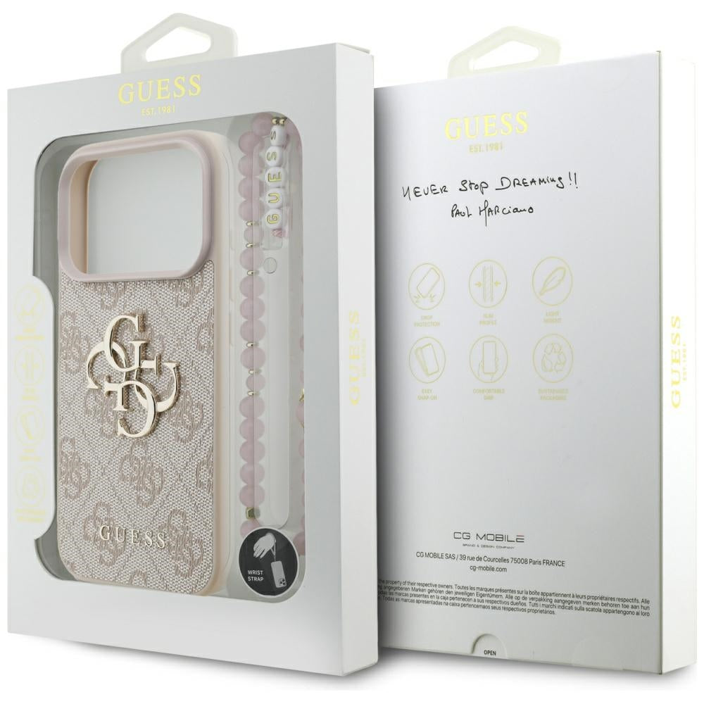 Custodia per Apple iPhone 17 Pro, Guess, 4G Classic Logo con Cinturino, Rosa