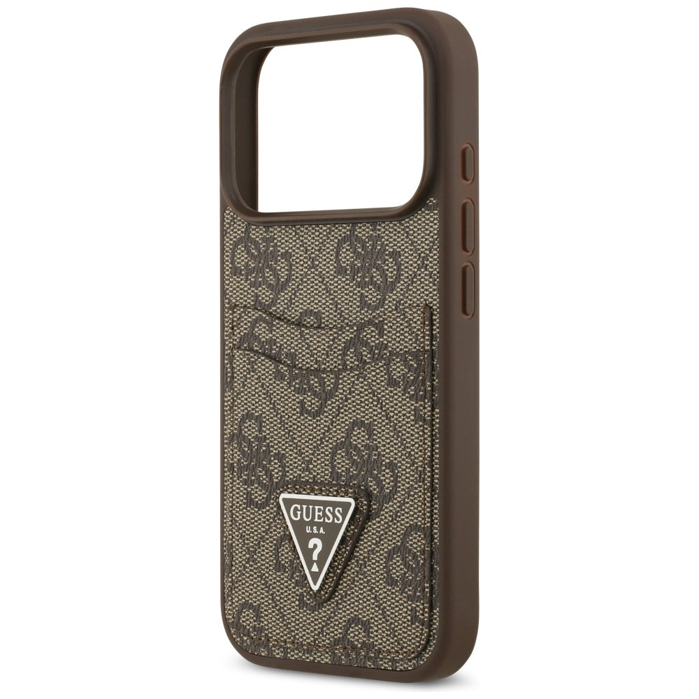 Custodia per Apple iPhone 17 Pro, Guess, 4G Double Card Triangle, Marrone