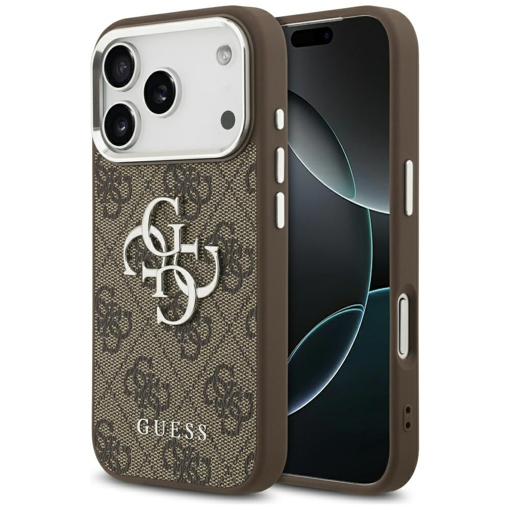 Custodia per Apple iPhone 17 Pro, Guess, Big 4G Logo Classic, Marrone Argentato