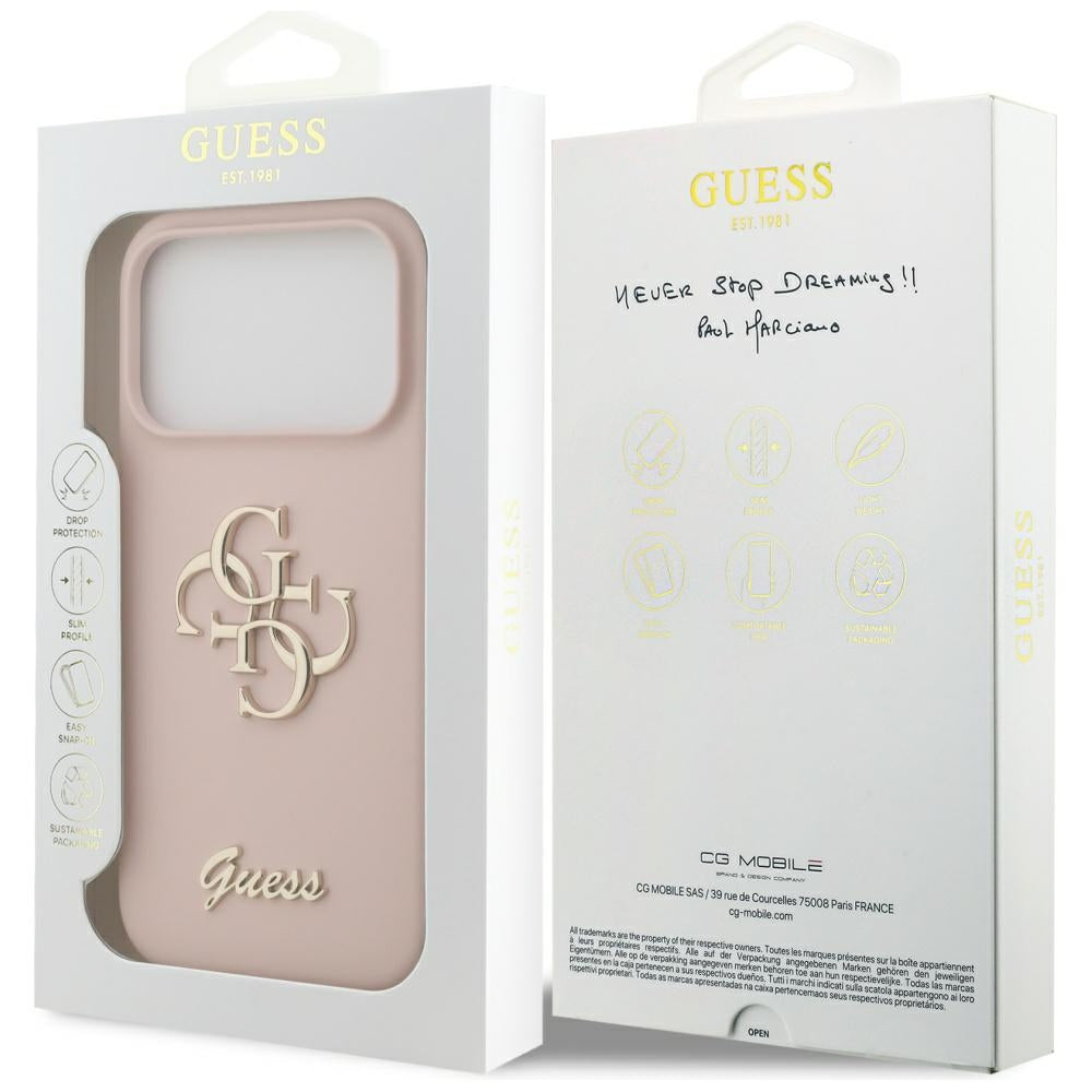 Custodia per Apple iPhone 17 Pro, Guess, Big 4G Script, Rosa Chiaro