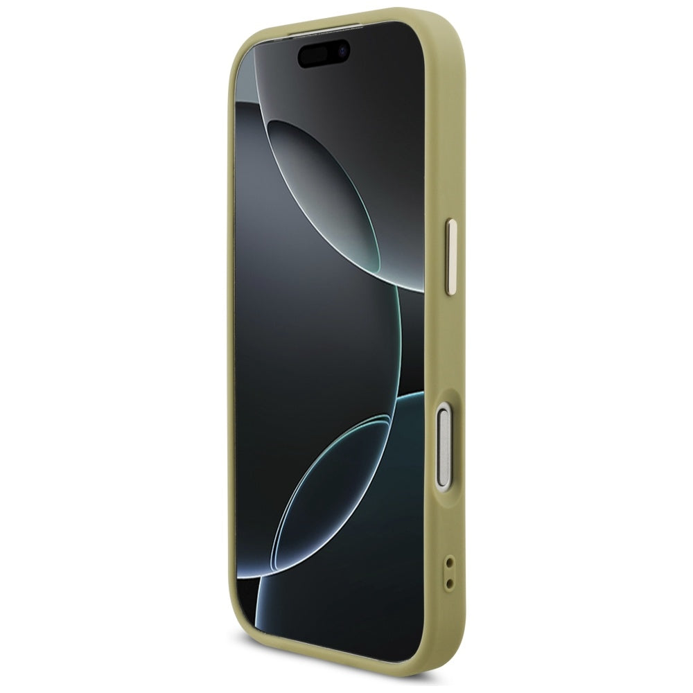 Custodia per Apple iPhone 17 Pro, Guess, Fixed Glitter Big 4G Metal Frame, Dorata