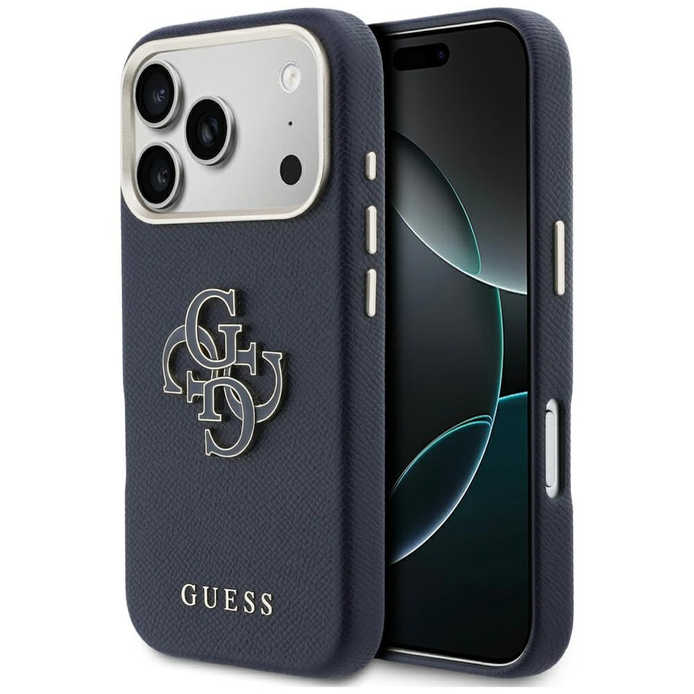 Custodia per Apple iPhone 17 Pro, Guess, Resin Logo, Blu