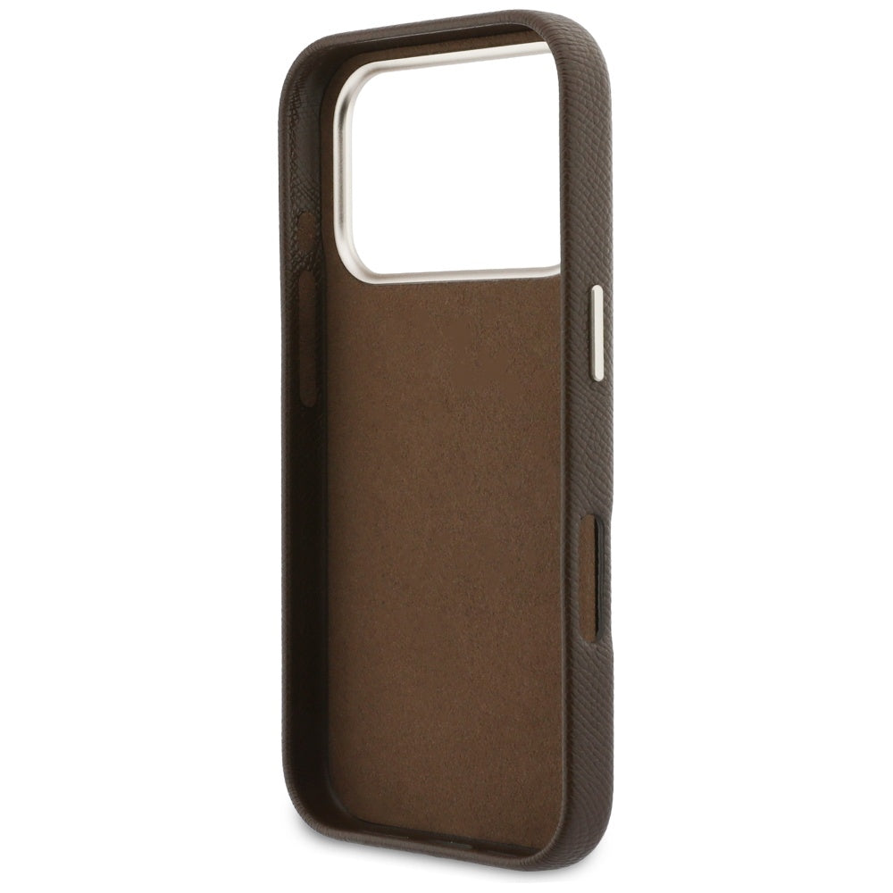 Custodia per Apple iPhone 17 Pro, GUESS, Resin Logo, Marrone