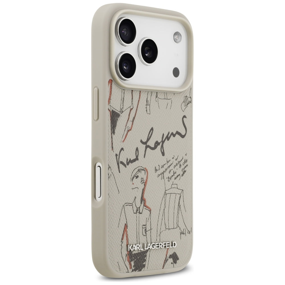 Custodia per Apple iPhone 17 Pro, Karl Lagerfeld, Logo con Motivo Granulato, Grigio